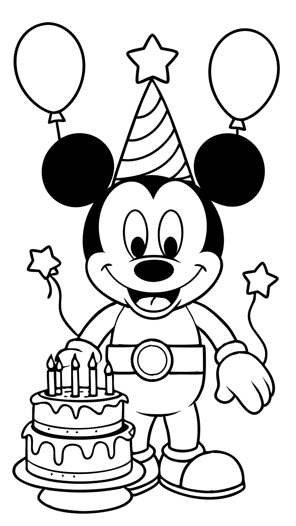 pages à colorier de Mickey Mouse anniversaire